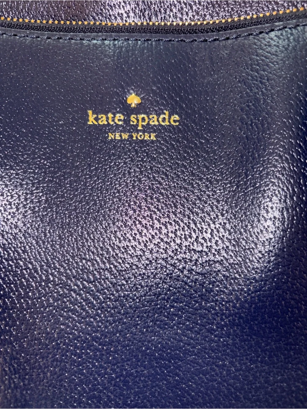 kate spade navy leather shoulder bag with gold logo detail